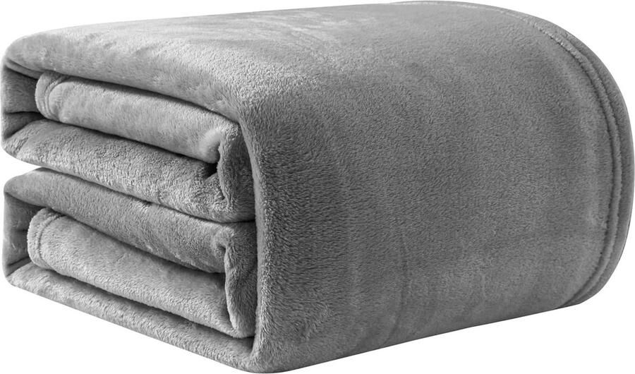 Good Nite Fleece deken pluizige dekens 150 x 200 cm flanel warme zachte plaid voor bank sprei (grijs tweepersoons)