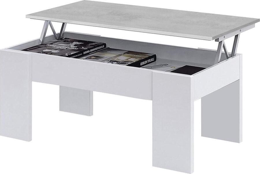 Goodfinds Salontafel Laptoptafel Koffietafel Woonkamertafel In hoogte verstelbare Londense salontafel Wit 50 x 100 x 45 56 cm