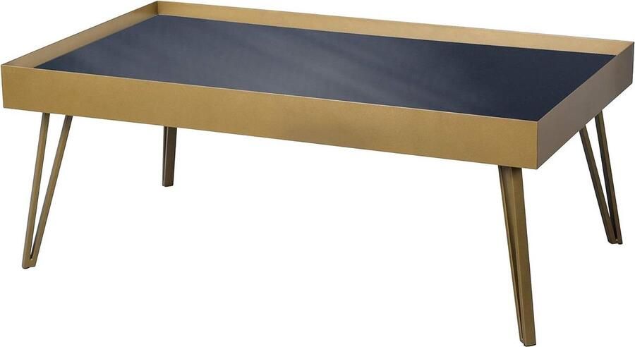 Goodfinds Salontafel Laptoptafel Koffietafel Woonkamertafel Tom 3 Salontafel Zwart en Goud 60 x 100 x 39 cm