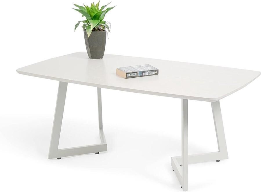 Goodfinds Salontafel Metaal Wit Samengesteld hout 110 x 46 x 60 cm Tibet 2 Collectie Salontafel Laptoptafel Koffietafel Woonkamertafel
