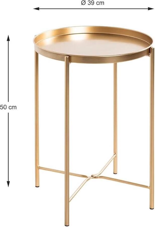 Goodfinds Salontafel Modern Bijzettafel Metaal Goud Ø 39 x H 50 cm 8 KG Draagvermogen