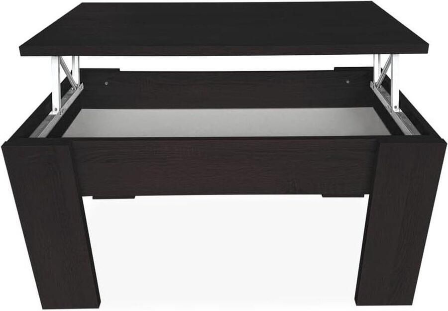 Goodfinds Salontafel Verhoogde salontafel woon of eetkamertafel Gelakt in de kleur wengé 90 x 50 x 46-57 cm hoogte