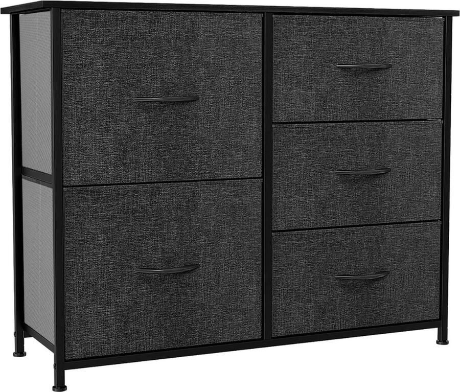 Goodivery Ladekast Ladenkast Ladekasten Lade opslag Kast voor slaapkamer Kast Zwart Grijs 30D x 85W x 70H
