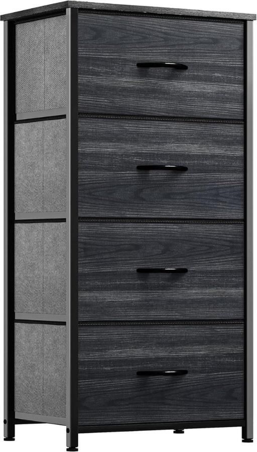 Goodivery Ladekast Ladenkast Ladekasten Opbergladen Laden met handgrepen Houtskool zwarte houtnerf 85 x 29 x 97 cm