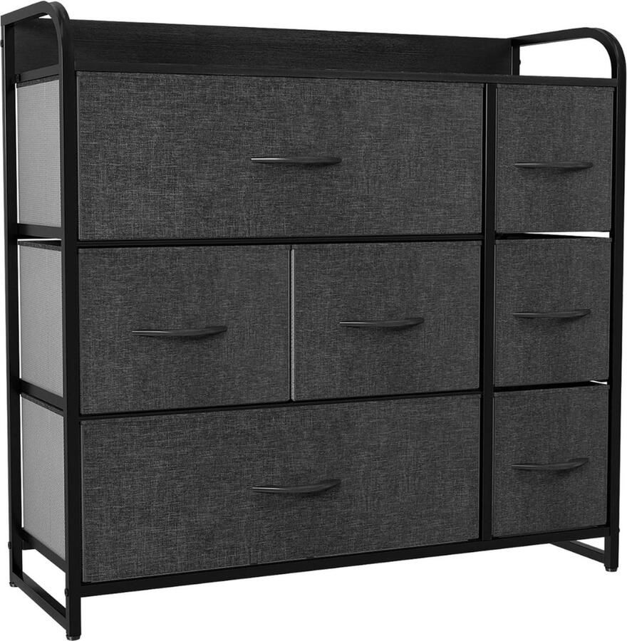 Goodivery Ladekast Ladenkast Ladenkasten Lade opslag Kastje Woonkamerkast Zwart Grijs 29D x 80W x 79H