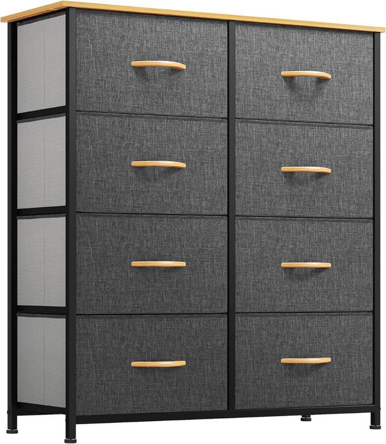 Goodivery ladenkast 8 stoffen laden met handgrepen metalen frame 30D x 86W x 98H cm Donkergrijs