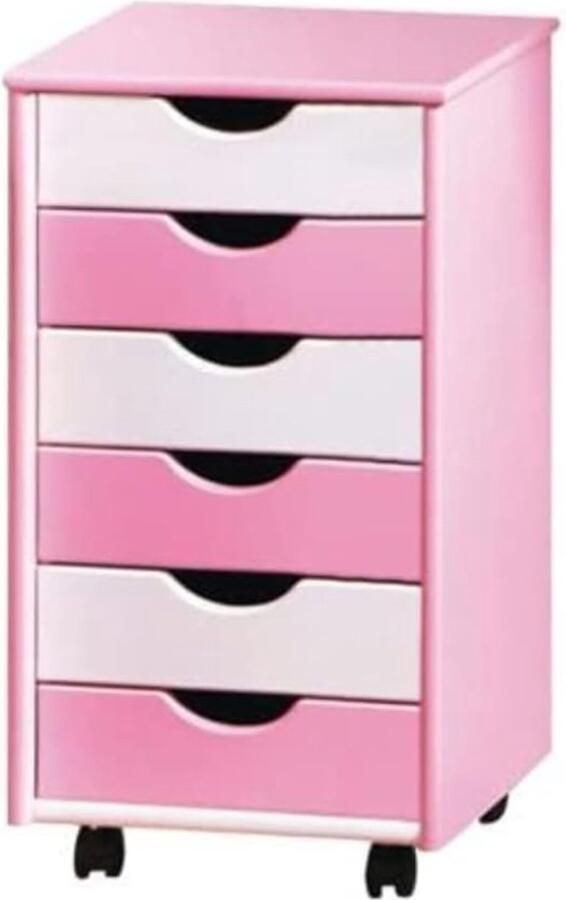 Goodivery Ladenkastje Bureauladekast Mobiele kast Roze Wit 40D x 35W x 65H