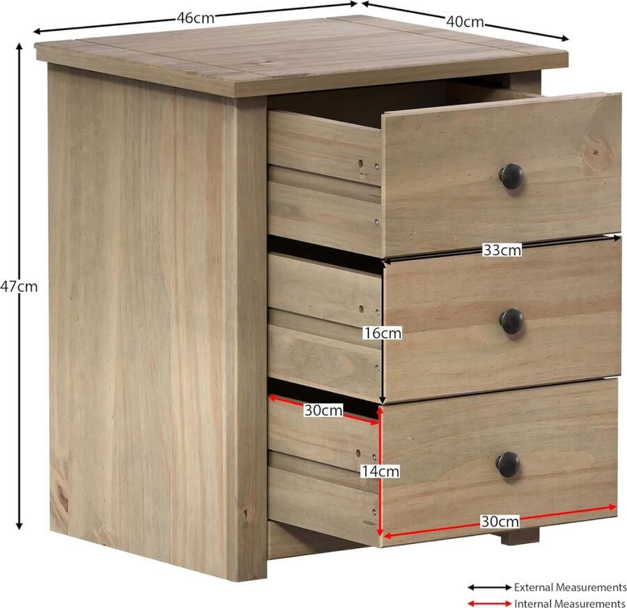 Goodivery Nachtkastje Laden Kast Wit 28D x 39W x 41H