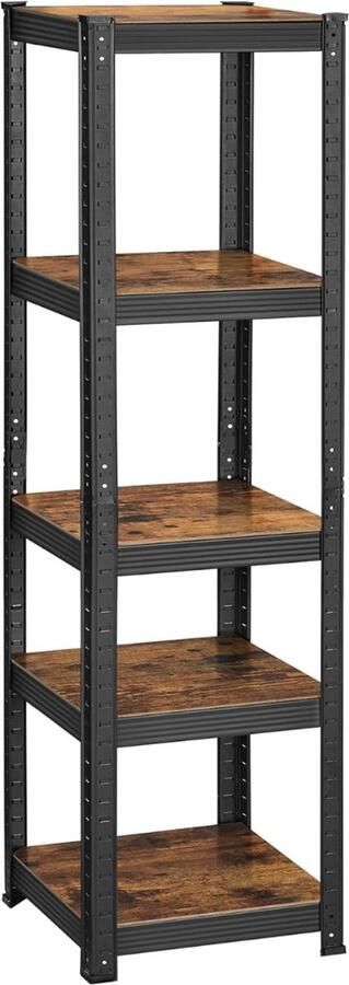 Goodivery Stellingkast Boekenkast opbergplank 5 verstelbare planken 37D x 37W x 150H cm Vintage Bruin Zwart