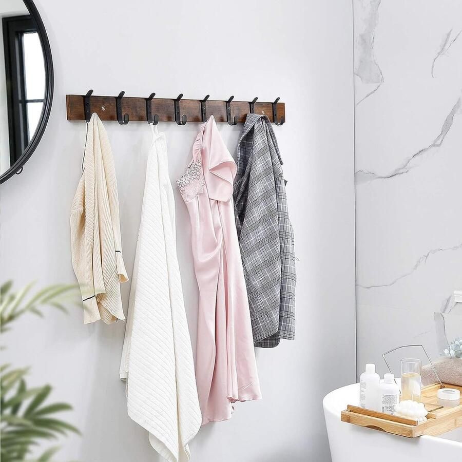 Goodivery Wandkapstok Lange wandkapstok Retro schoolkapstok 88 x 1.5 x 6.5 cm rustiek bruin