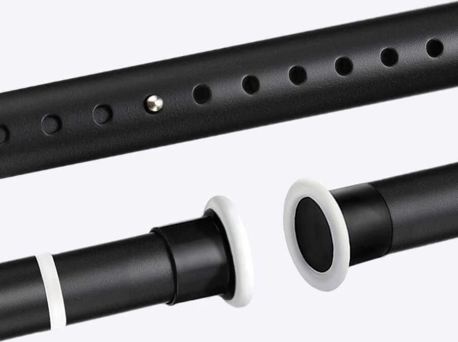 Extra lange opspannende gordijnroede voor groot venster doucheruimte kasten zwart wit 21-26 m