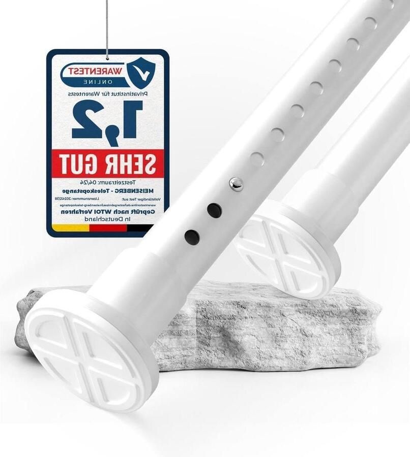 Douchegordijnstang zonder boren 160-210 cm diameter 32 mm wit klembare roestvrije gordijnroede uittrekbaar telescoopstang douchestang kledingstang garderobe douche