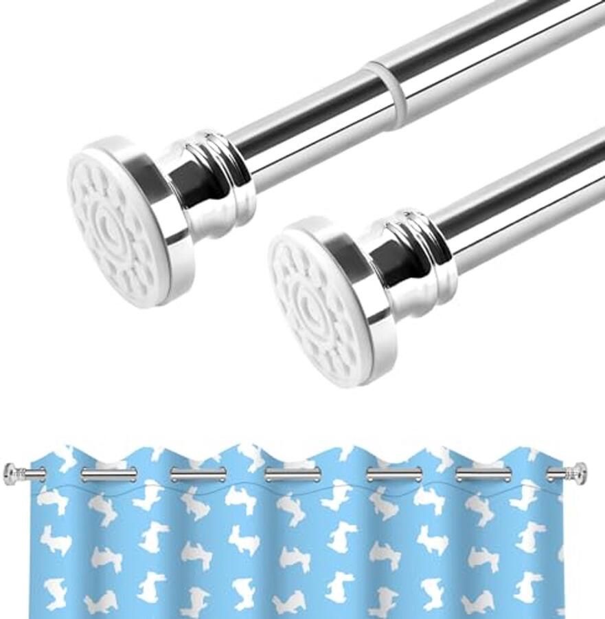 Gordijnroede zonder boren Telescoopstang 110 tot 290 cm voor Raam Badkamer Kast Keuken Balkon Deur Roestvrij Staal