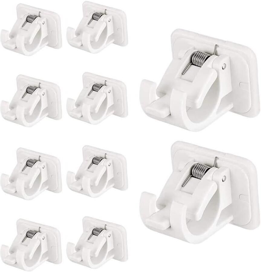 Gordijnroedehaken 10 Stuks Gordijnroedehouder zonder boren Ophanghaken ophanghaakjes gordijnrails gordijnroede ophangen transparant badkamer Geschikt Voor Gordijn of Kast verbeterde gordijnroedebeugels transparant