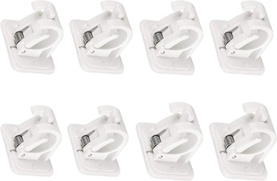 Gordijnroedehaken 8 Stuks Gordijnroedehouder ABS Zonder boren Gordijnrails gordijnroede ophangen Zelfklevende haken voor gordijnroede Badkamer Ophanghaken ophanghaakjes Voor Gordijn of Kast 4.3*3.2*4.2cm Wit