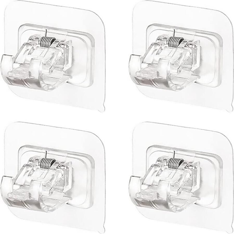 Gordijnroedehouder 4 stuks Gordijnroedehaken transparant plastic zelfklevende zonder boren voor stangen met een diameter van minder dan 2.2 cm Voor Gordijn of Kast