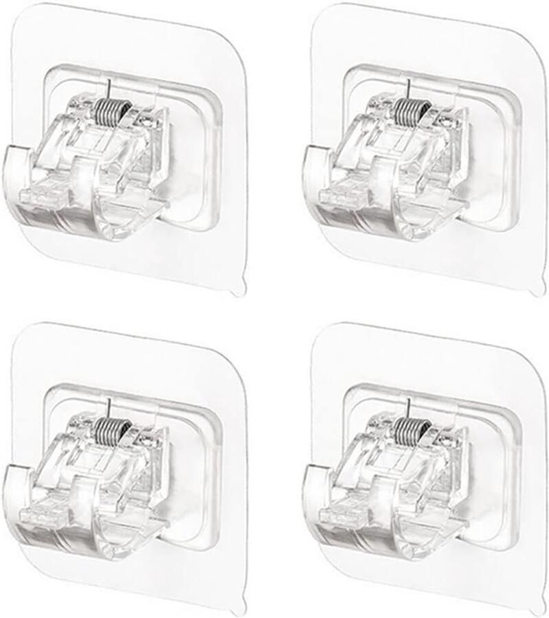 Gordijnroedehouder 4 stuks Gordijnroedehaken Transparant Plastic Zelfklevende Zonder boren Voor stangen met een diameter van minder dan 2.2 cm Haken voor Hangende Planken Voor Gordijn of Kast