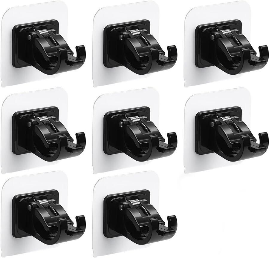 Gordijnroedehouder 6 stuks Gordijnroedehaken Gordijnstang Zelfklevende Zonder boren Voor Gordijn of Kast Zonder boren Ophanghaken ophanghaakjes 6×6cm Zwart