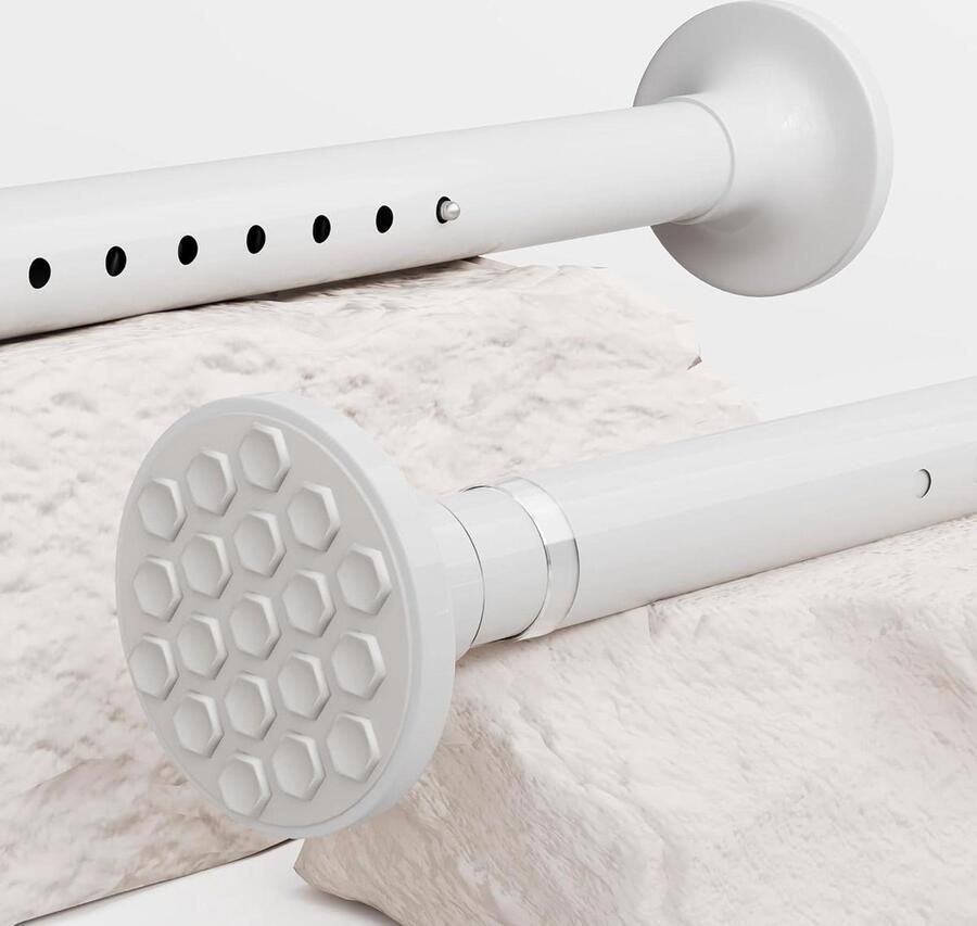 Gordijnstang uittrekbaar zonder boren kledingstang voor kast en badkamer wit (160-220 cm diameter 32 mm)