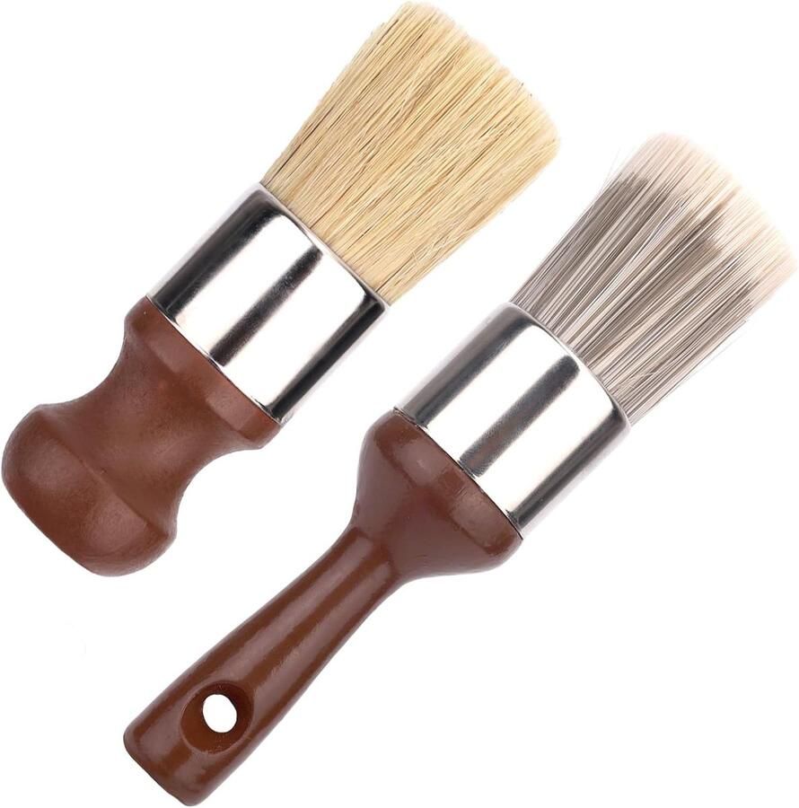 Gosknor 2pcs Ointment Brush for Furniture Leather and Wood Care Cleaning Brush Washing Brush Tools with Comfortable Handle and Soft Bristles for Home Car Interior Cleaning Maintenance (Brown)
