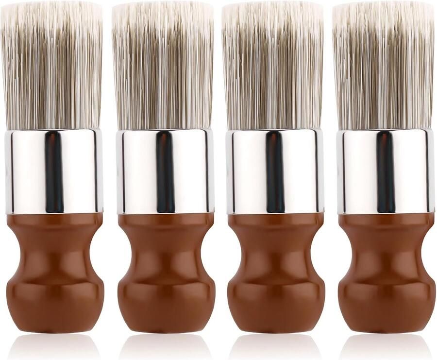 Gosknor 4pcs Ointment Brushes for Furniture Leather Cleaning Brush with Wooden Handle and Soft Bristles Repair Cream Balm Applicator Tools for Furniture Home Leather(Ointment Not Included)