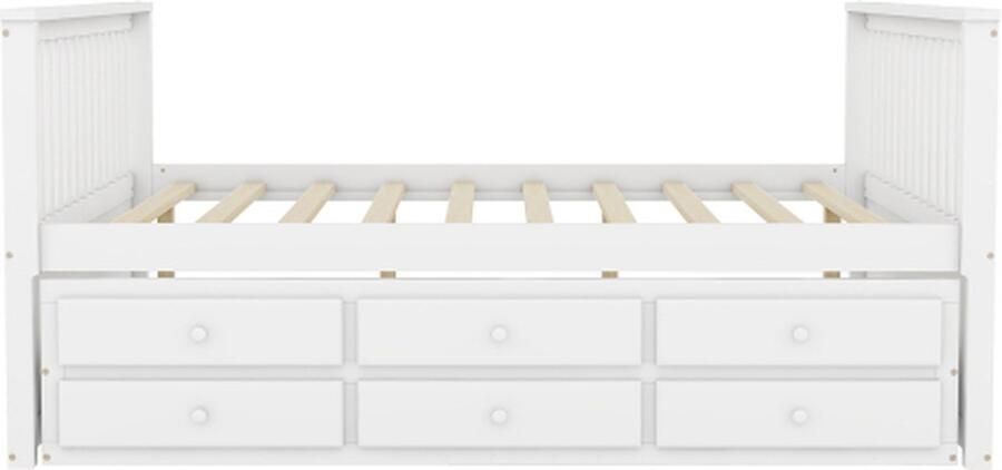 Gotagee 140x200cm (90x190cm) eenpersoonsbedden kinderbedden slaapbank met uitschuifbaar bed en drie lades wit