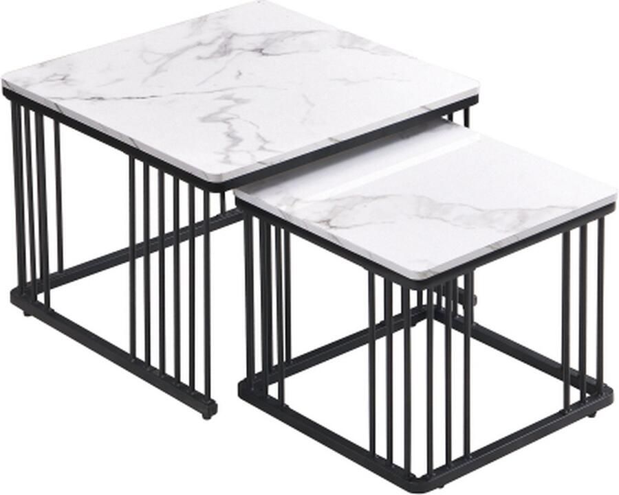 Zonder merk Gotagee 2-delig Salontafel Set met Hoogglans Marmer Optiek