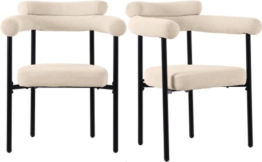 Gotagee 2 eetkamerstoelen moderne en eenvoudige eetkamerstoelen van suède stof ringstoelen geschikt voor eetkamers woonkamers en studeerkamers crèmekleurig