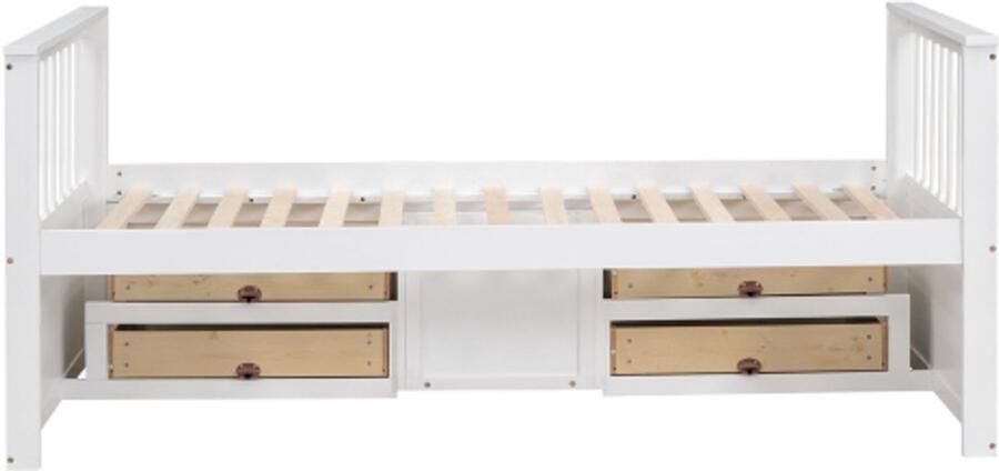 Gotagee 90x200 cm platformbed houten bed kinderbed platformbed met 4 lades met opbergkast wit