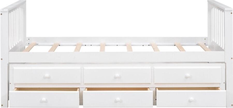 Gotagee 90x200cm (90x190cm) eenpersoonsbedden kinderbedden slaapbank met uitschuifbaar bed en drie lades wit