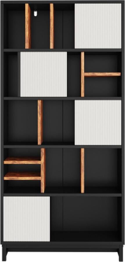 Gotagee Boekenkast met 5 planken hoogte 165 cm breedte 80 cm met planken kleuren zwart wit en bruin