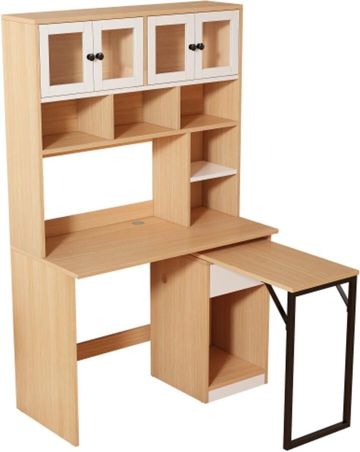 Gotagee Computerbureau plankbureau kastbureau werktafel kastbureau wit naturel 180cm