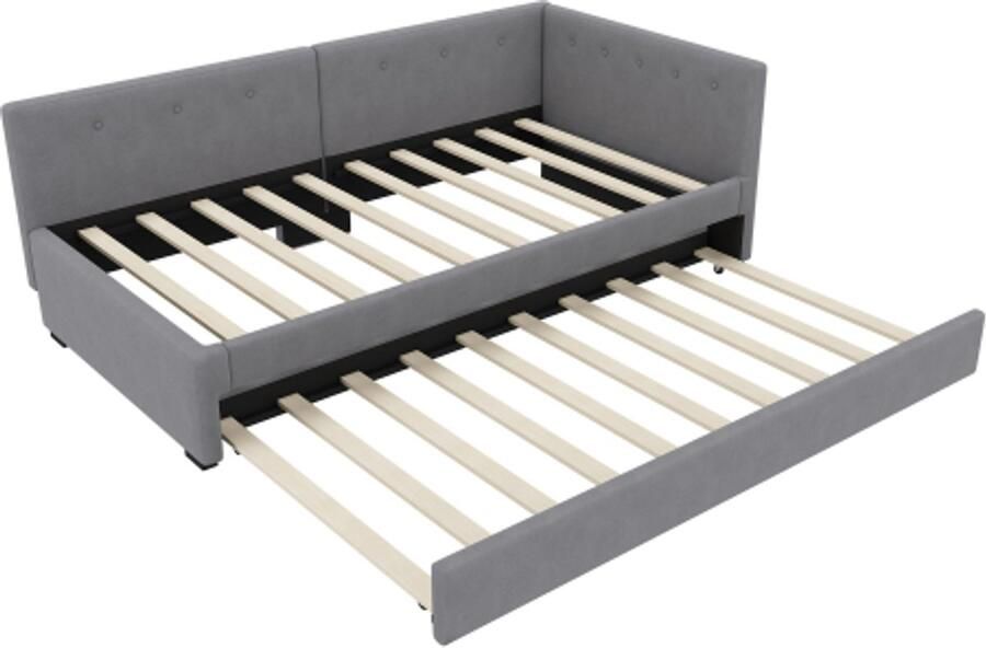 Gotagee Dagbed 90x200cm Dagbed met uitschuifbed Slaapbank Eenpersoonsbed (zonder matras) Minimalistische stijl Grijs