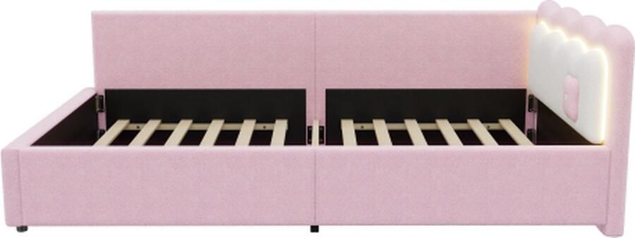 Gotagee Daybed slaapbank 90x200cm LED-sfeerverlichting met afstandsbediening bed met lattenbodem (zonder matras)