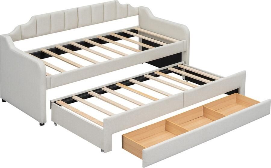 Gotagee De kinderkamerbed dagbed 90x200 cm jeugdbed logeerbed lade eenpersoonsbed linnen