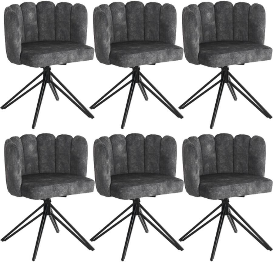 Gotagee Draaistoel (6 stuks) 360° draaibaar eetkamerstoelen woonkamerstoelen make-up stoelen met rugleuning grijs