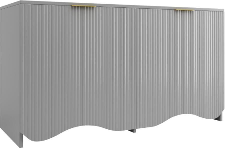 Gotagee Dressoir (140×40×85cm) buffetkast kasten eetkamer woonkamer opbergkasten vrijstaande kasten keukenmeubilair golfpatroonontwerp grijs
