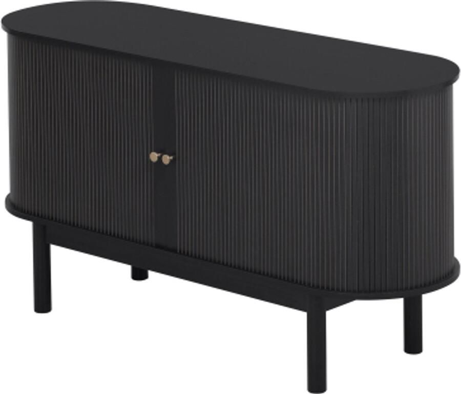 Gotagee Dressoir ladekast Dressoir met schuifdeuren en grenenhouten poten 138 cm kast met verstelbare planken voor eetkamer keuken hal zwart