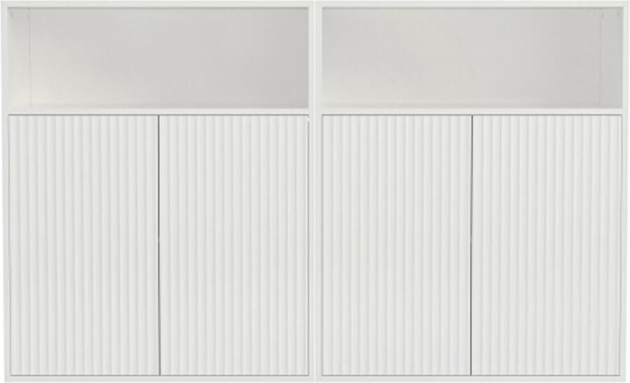 Gotagee Dressoir met magnetische deur onafhankelijke houten kast keuken huis woonkamer wit 140 x 35 x 90 cm