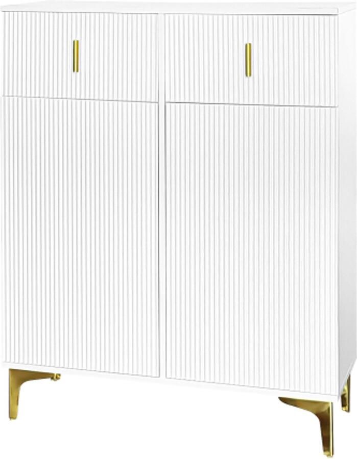 Gotagee Dressoir schoenenkast met structuurpanelen verstelbare planken en vergulde decoraties met laden