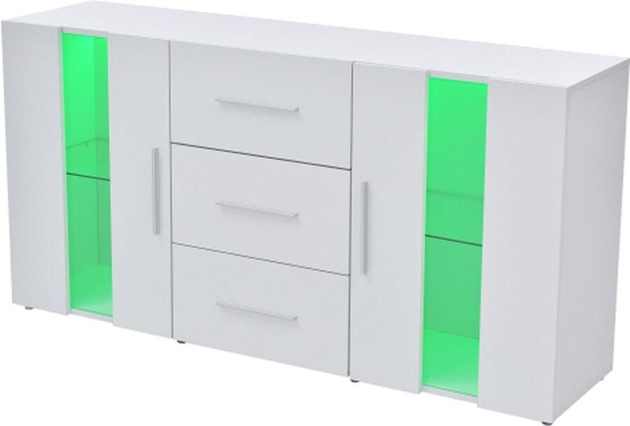Zonder merk Gotagee Dressoir Staande kast Opbergkast TV-kast Lowboard met LED-verlichting Wit