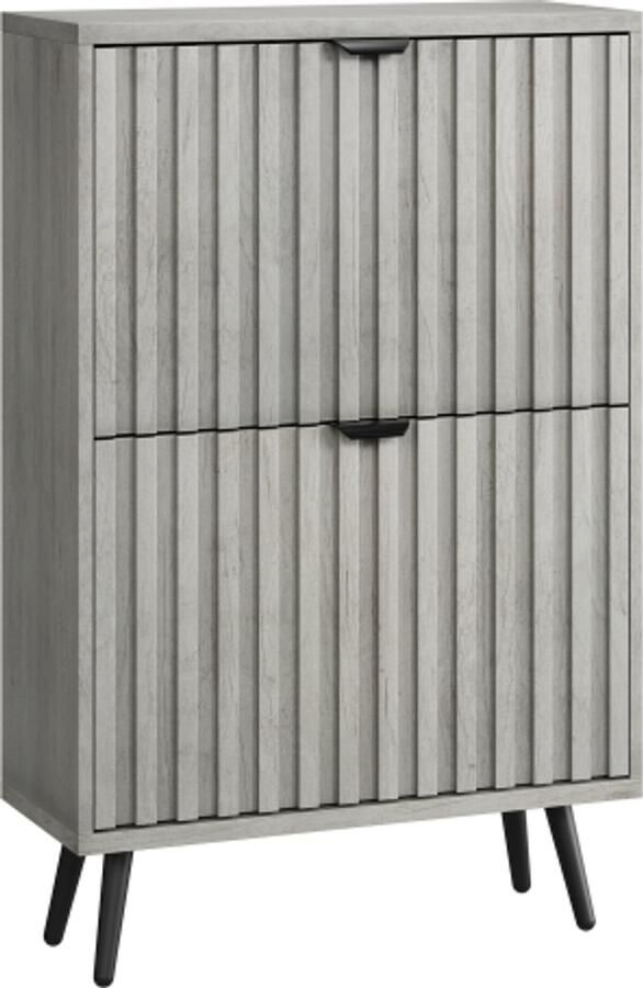 Gotagee Een verborgen schoenenkast met een 60 cm grijs groefontwerp en 2 uitklapbare lades te gebruiken als een vrijstaande schoenenkast voor entrees gangen woonkamers en kasten