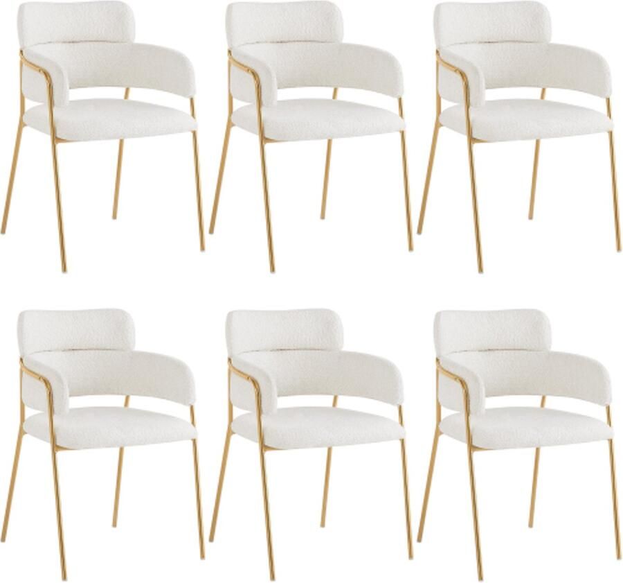 Gotagee Eetkamerstoel (6 stuks) met gouden poten stoelen voor woonkamer eetkamer slaapkamer ergonomische stoel luxe stoel beige