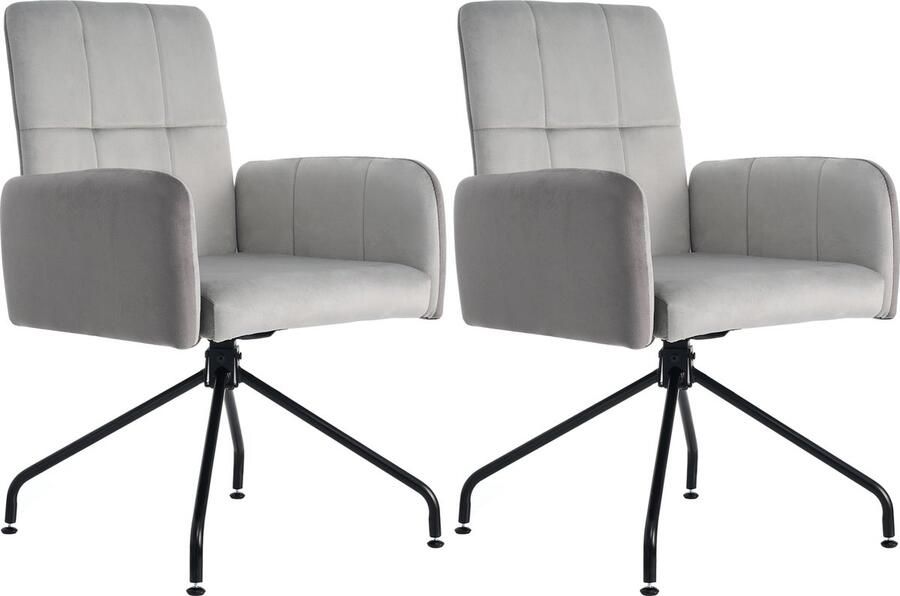 Gotagee Eetkamerstoel Eenstoel Set Barstoel Draaistoel Bureaustoel Fluweel Grijs Fauteuil 2-delige set