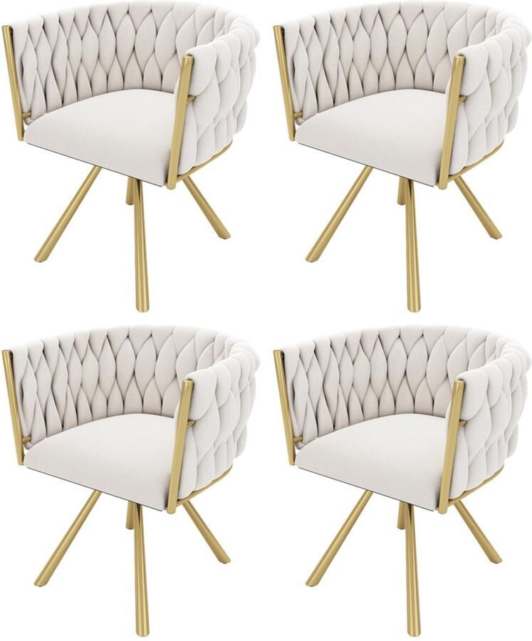 Gotagee Eetkamerstoel fluwelen loungestoelen woonkamerstoelen vrij draaibare stoelen set 4-delige set