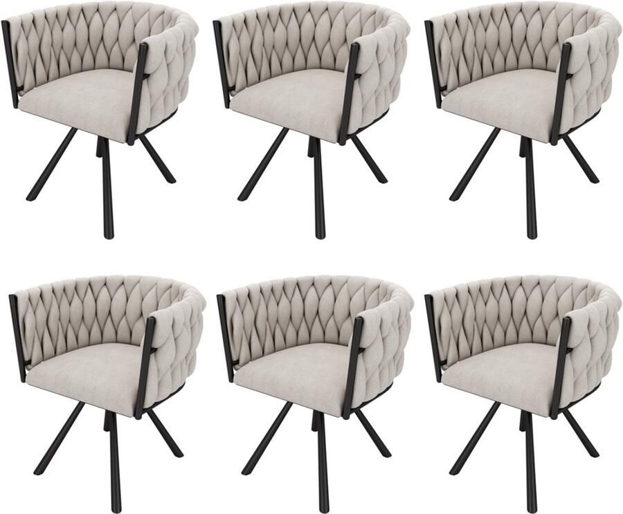 Gotagee Eetkamerstoel fluwelen loungestoelen woonkamerstoelen vrij draaibare stoelen set 6-delige set