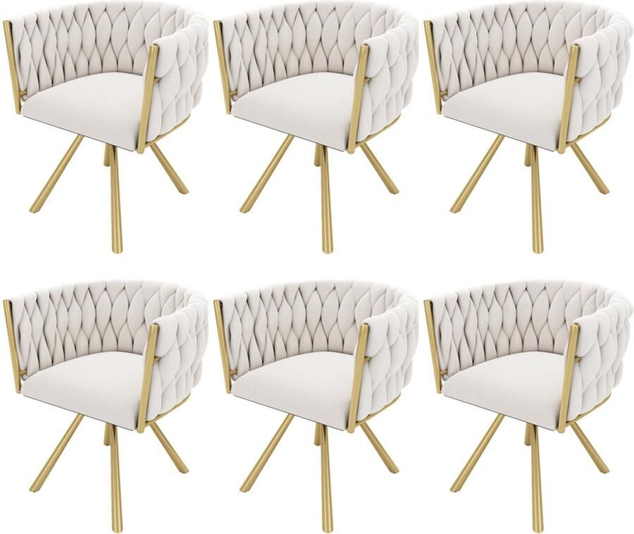 Gotagee Eetkamerstoel fluwelen loungestoelen woonkamerstoelen vrij draaibare stoelen set 6-delige set