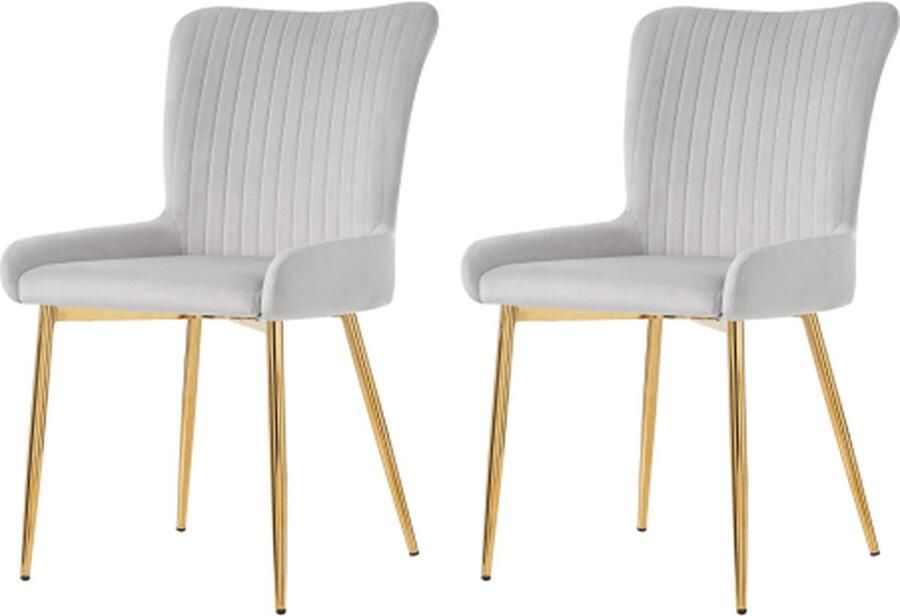Gotagee Eetkamerstoel set van 2 luxe woonkamer stoel slaapkamer stoel lounge stoel met vier gouden metalen steunpoten lendensteun fluweel