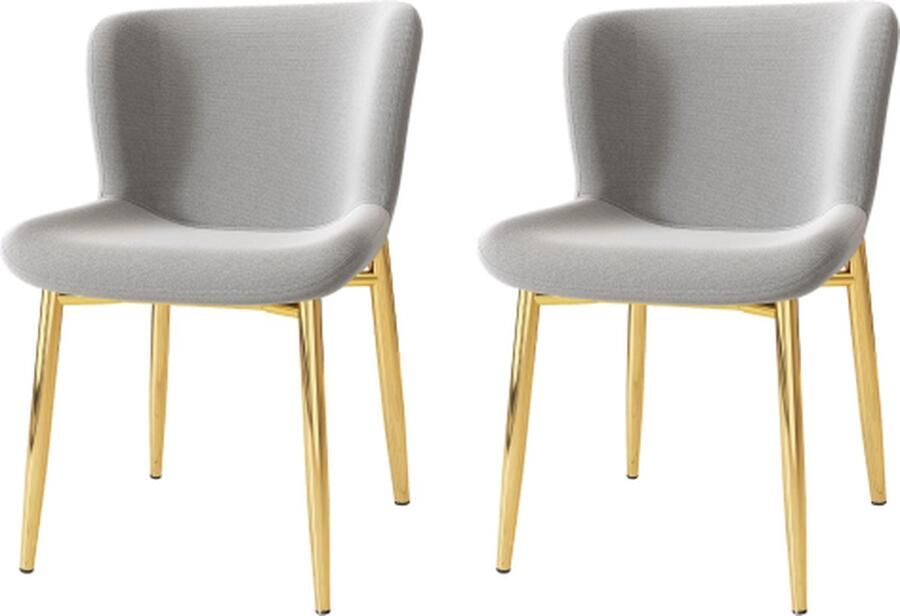 Gotagee Eetkamerstoel set van 2 woonkamerstoel enkele stoel grijze fluwelen slaapkamerstoel loungestoel met vier metalen poten