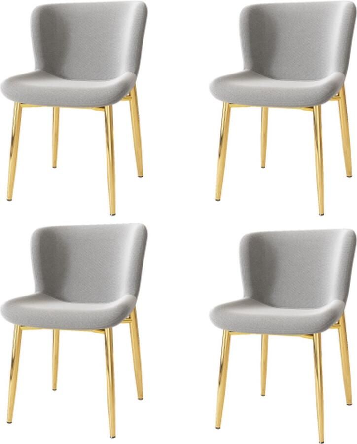 Gotagee Eetkamerstoel set van 4 woonkamerstoel enkele stoel grijze fluwelen slaapkamerstoel loungestoel met vier metalen poten